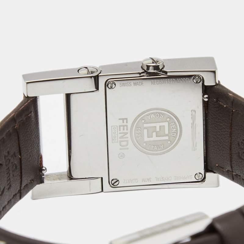 Fendi Brown Stainless Steel Leather Classic 5200G Women's Wristwatch 26 mm 2