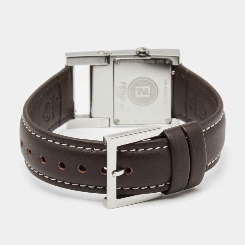 Fendi Brown Stainless Steel Leather Classic 5200G Women's Wristwatch 26 mm 3