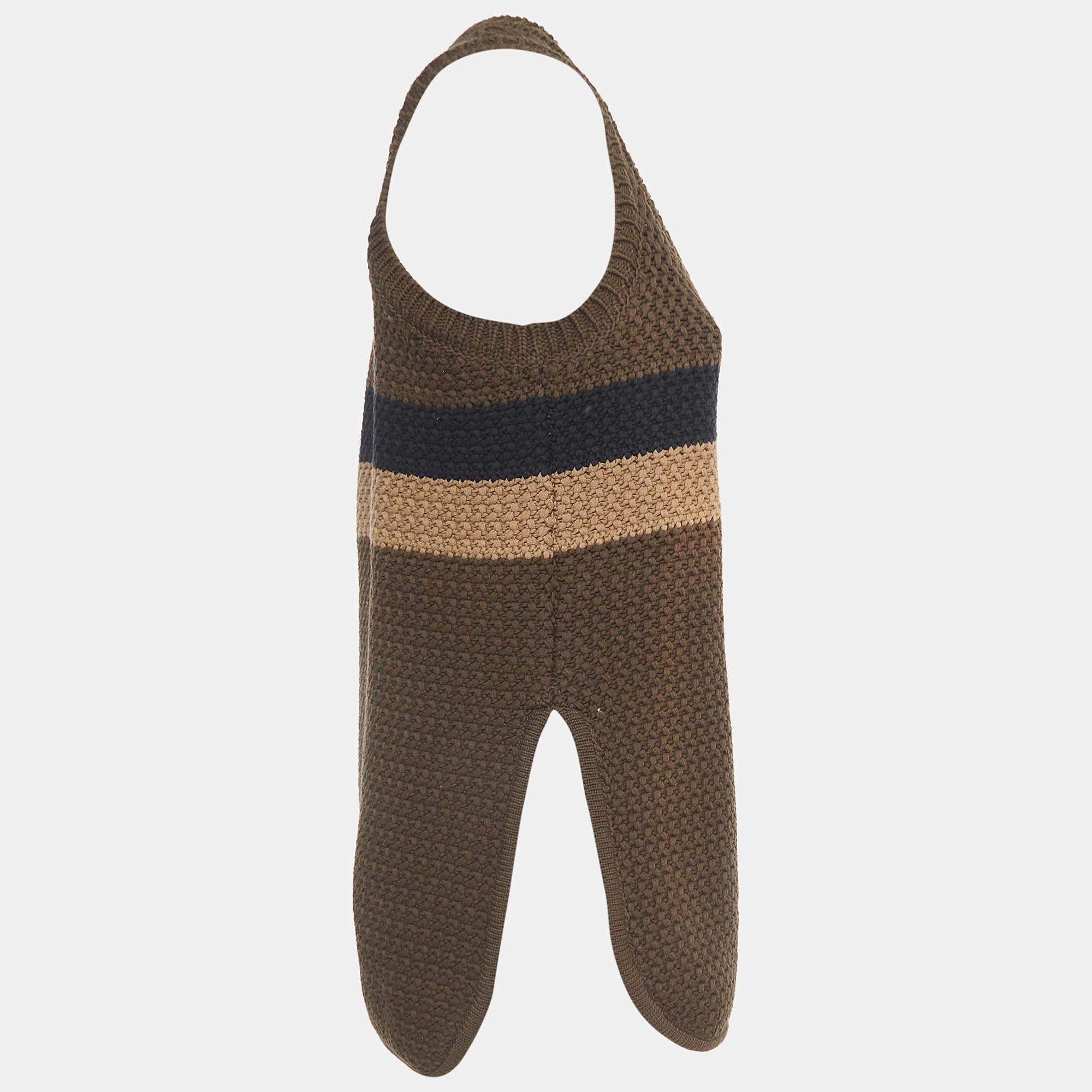 Fendi Brown Striped Knit Top S In Excellent Condition In Dubai, Al Qouz 2