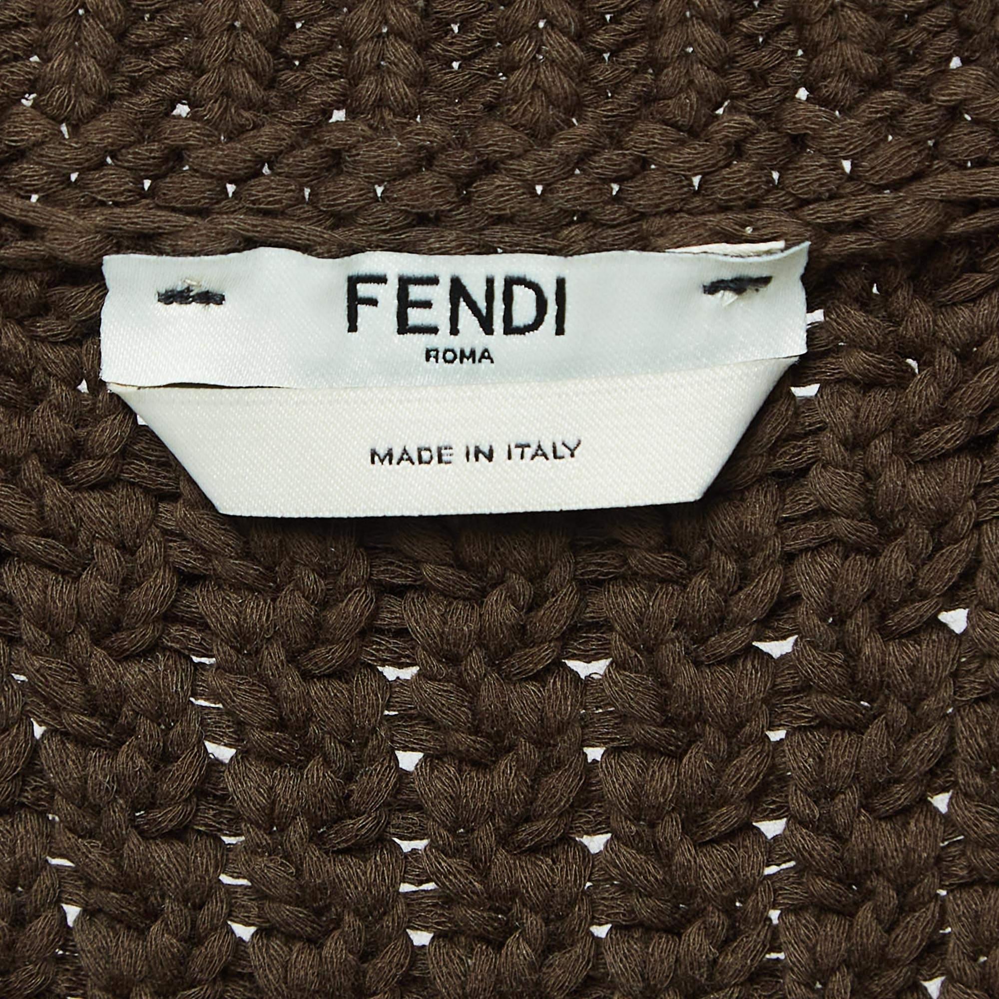 Fendi Brown Striped Knit Top S 2