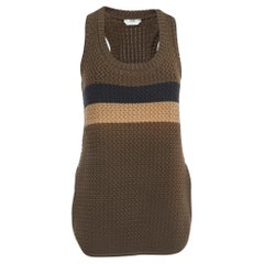 Fendi Top de punto a rayas marrón S