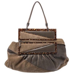Fendi Brown Suede and Leather To You Clutch Bag