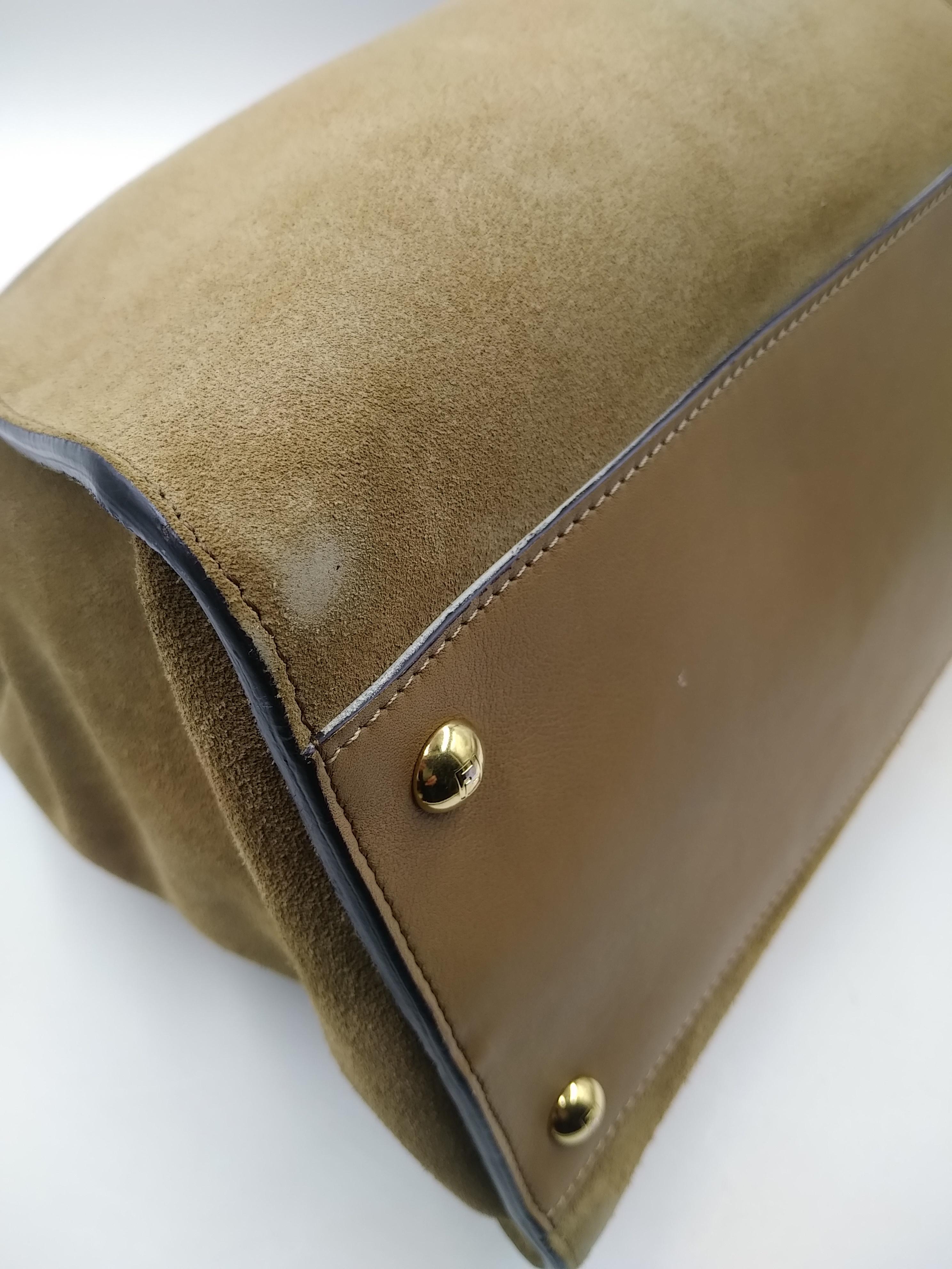 Fendi Braunes Wildleder und Lackleder Gradient Color rhombus Große Peekaboo Tasche im Angebot 8