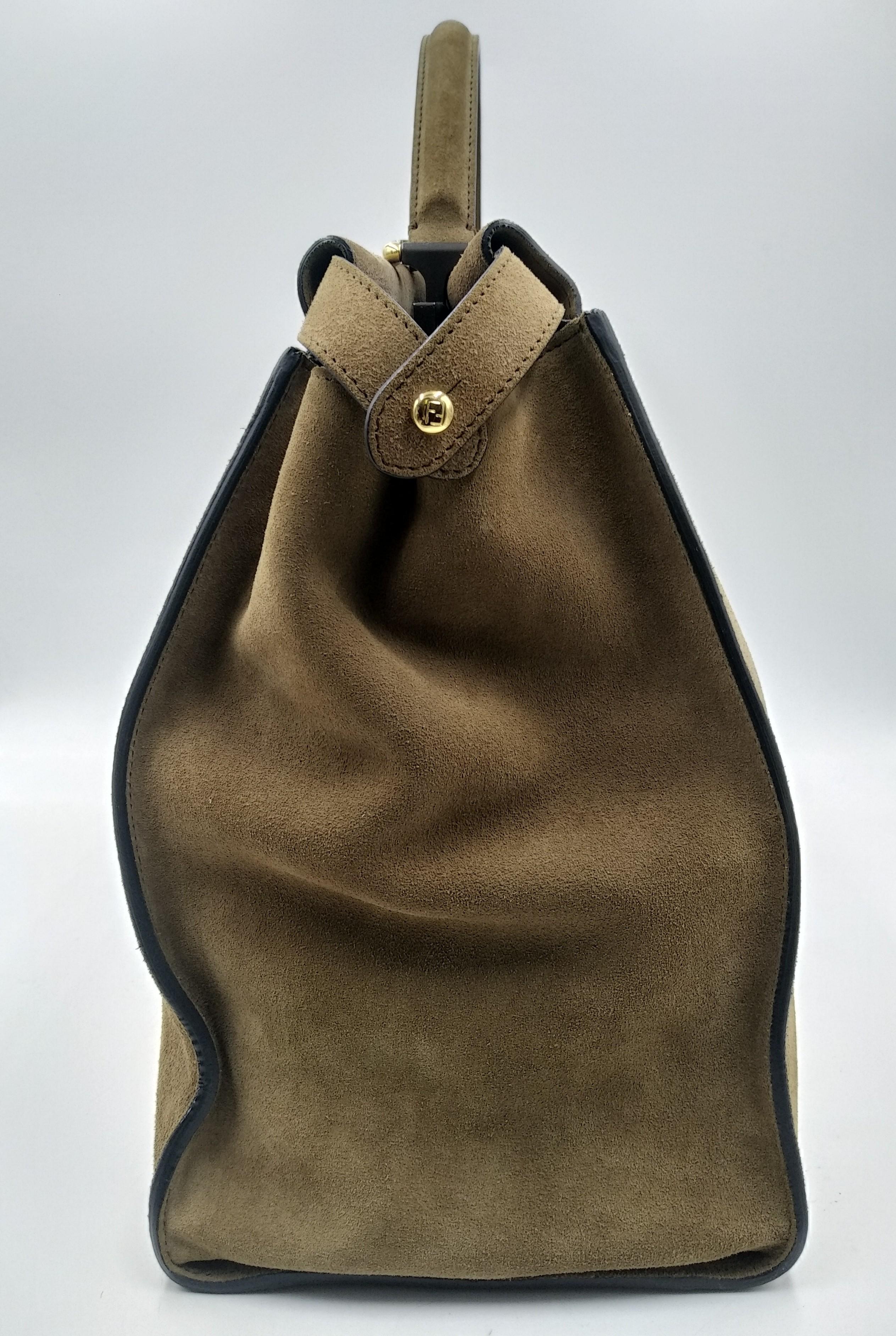 Fendi Braunes Wildleder und Lackleder Gradient Color rhombus Große Peekaboo Tasche im Angebot 1
