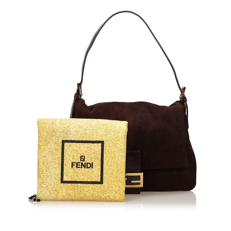 fendi brown suede baguette