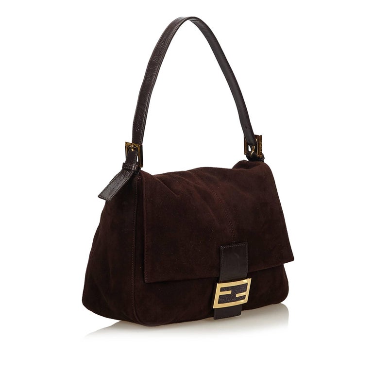 fendi brown suede baguette