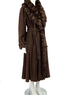 Fendi Brown Suede & Fur Collar Coat Size S