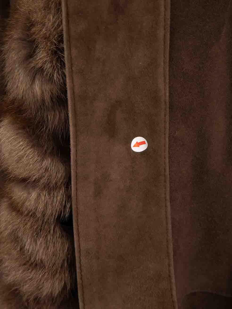 Women's Fendi Brown Suede & Fur Collar Coat Size S