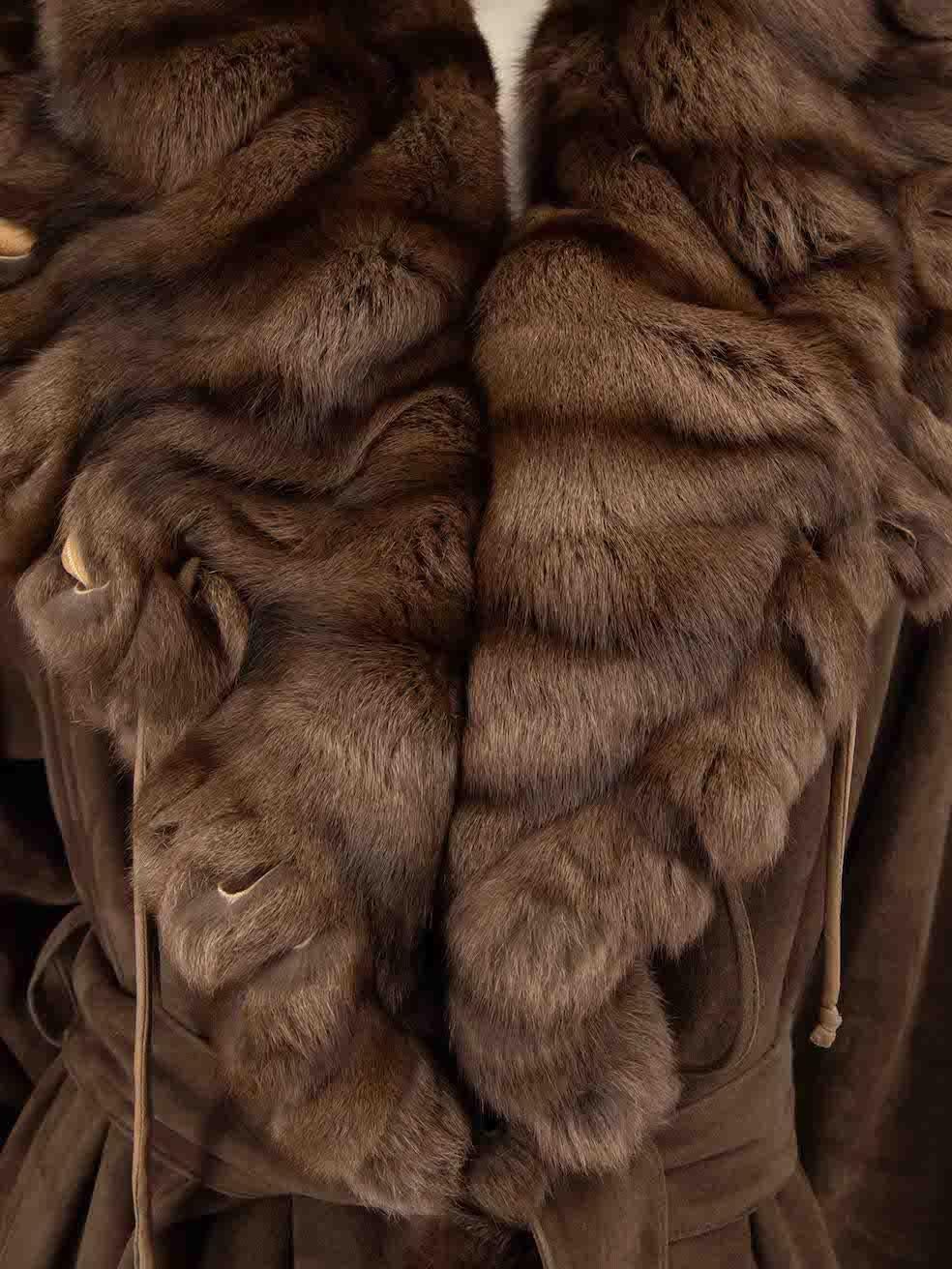 Fendi Brown Suede & Fur Collar Coat Size S 3