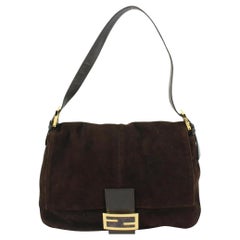 Fendi Mamma Forever Baguette-Klappentasche aus braunem Wildleder 2ff518a