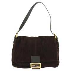 Fendi Brown Suede Mamma Forever Baguette Flap Bag 2ff518a