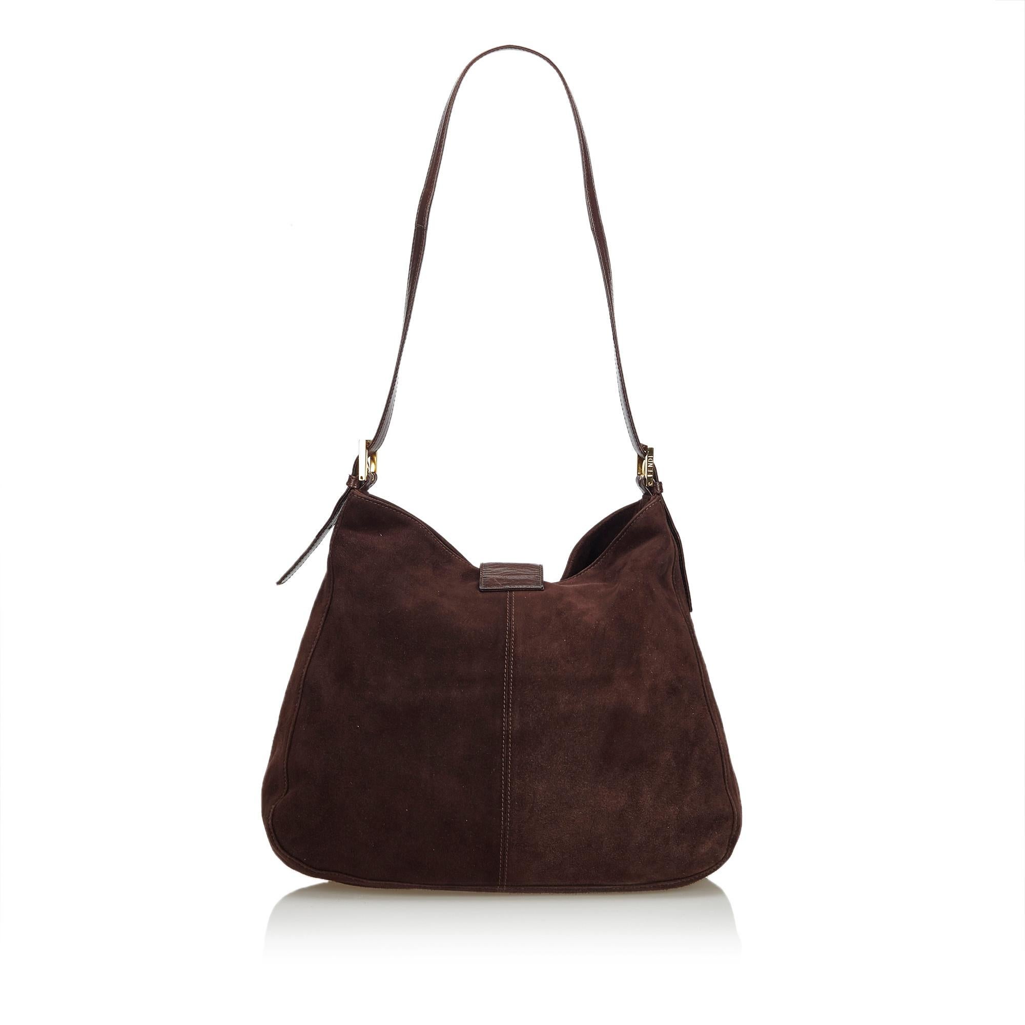 Black Fendi Brown Suede Mamma Shoulder Bag