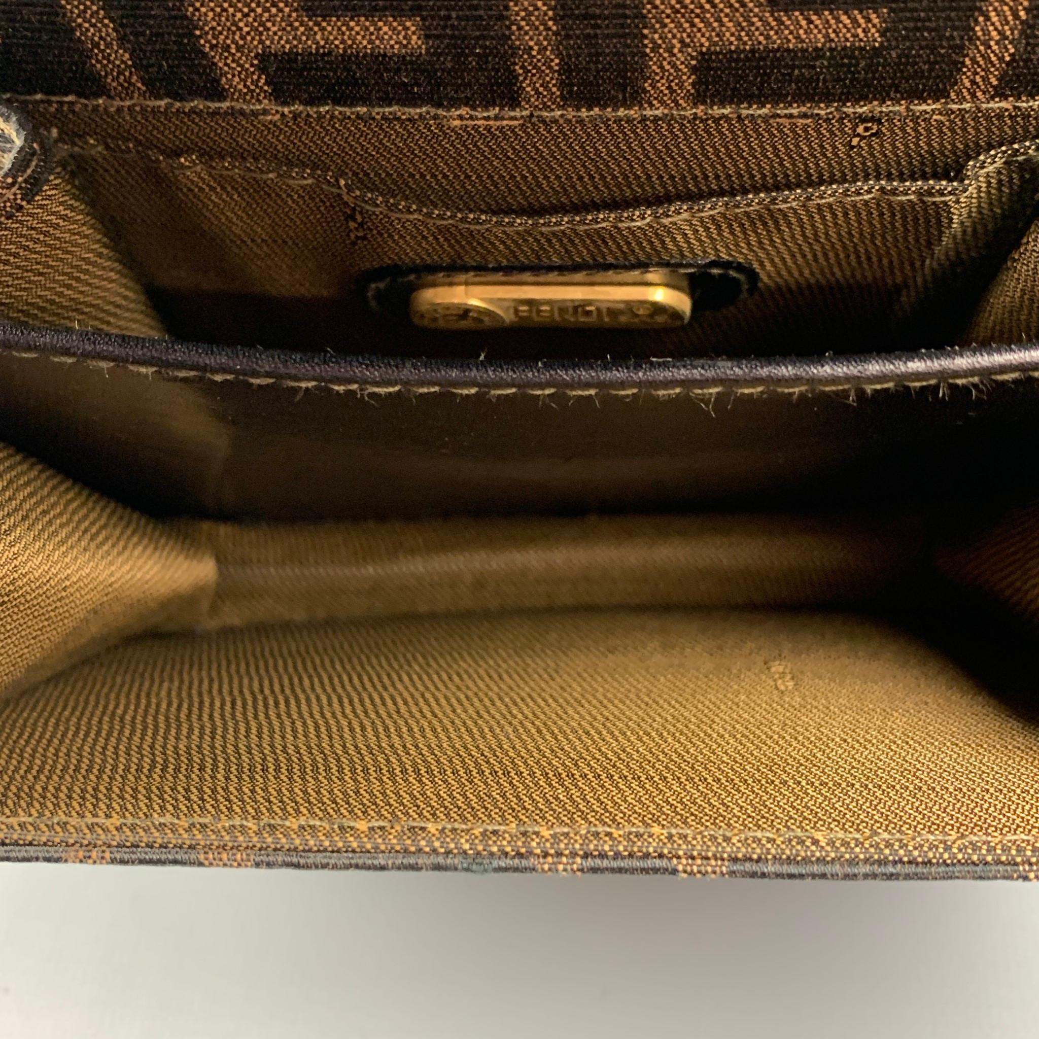 FENDI Brown & Tan Monogram Canvas Cross Body Mini Handbag In Good Condition In San Francisco, CA