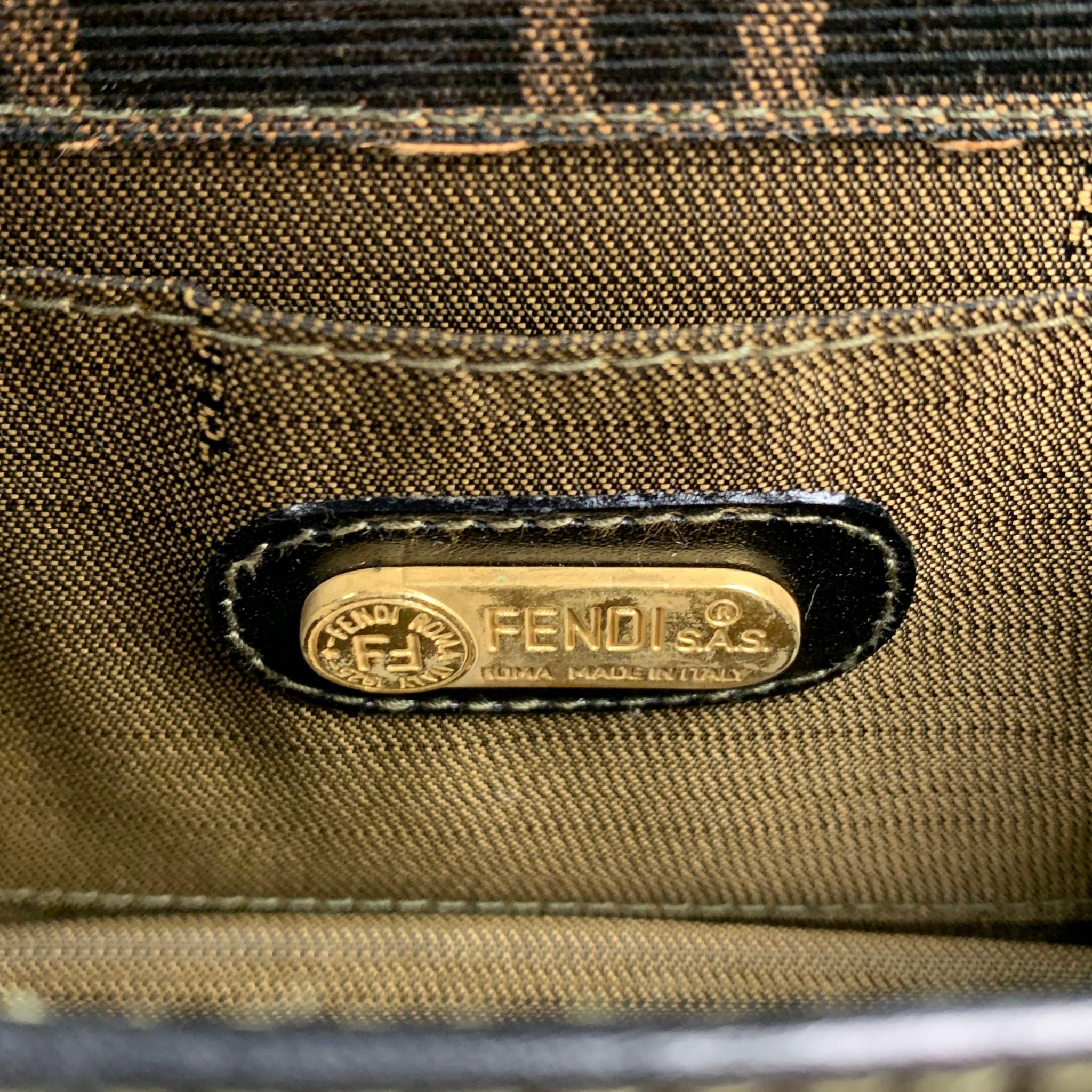 Women's FENDI Brown & Tan Monogram Canvas Cross Body Mini Handbag