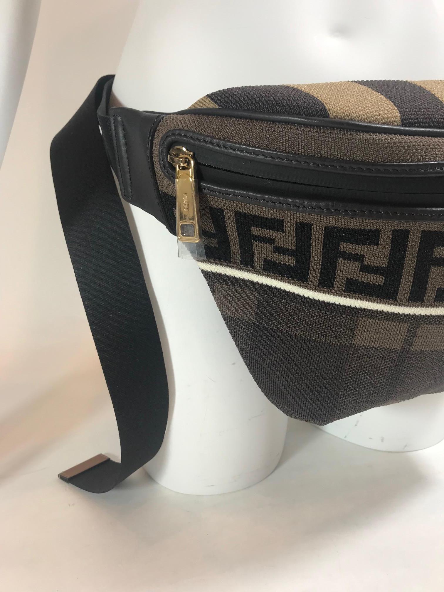 Black Fendi Brown Tartan 'Forever Fendi' Waist Bag For Sale