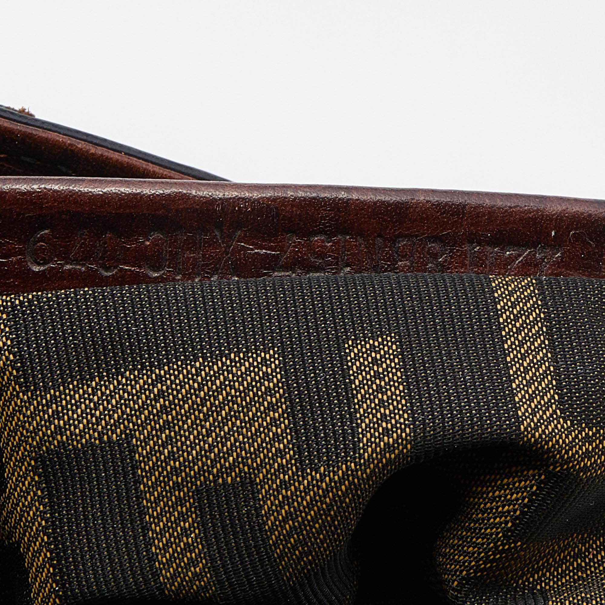 Fendi Brown Textured Embossed Leather Satchel 6