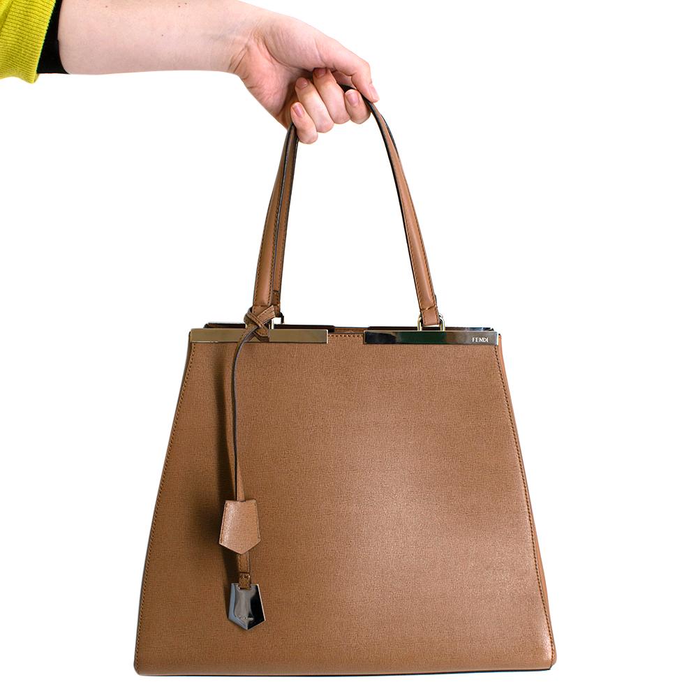 Fendi Brown Textured Leather 3 Jours Tote Bag For Sale 4