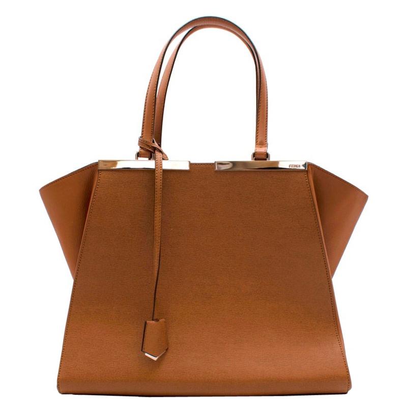 Fendi Brown Textured Leather 3 Jours Tote Bag For Sale