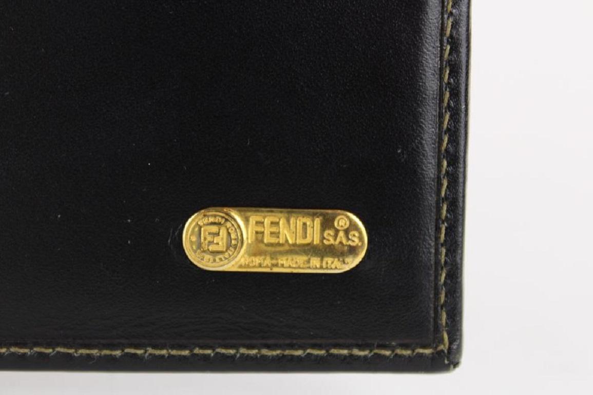 Black Fendi Brown Tobacco Pequin Stripe Men's Bifold Wallet 14FF1214