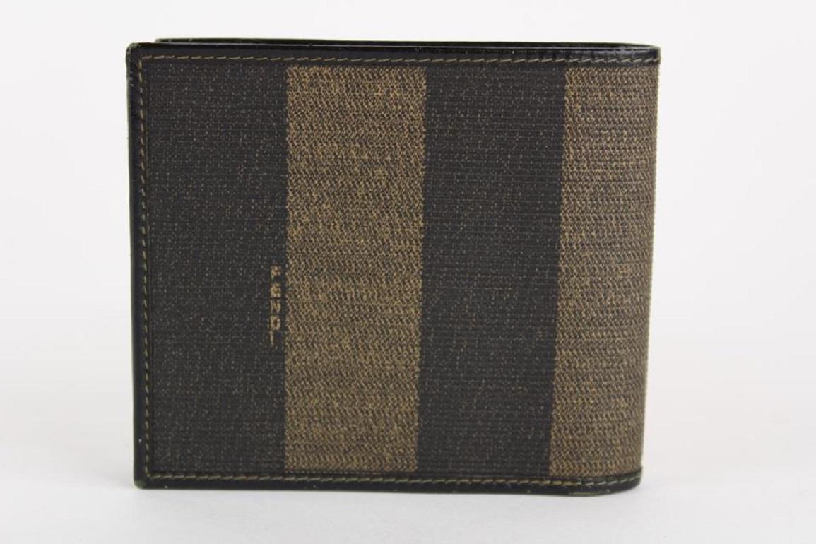 Fendi Brown Tobacco Pequin Stripe Men's Bifold Wallet 14FF1214 1
