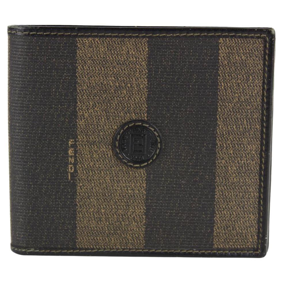 Fendi Brown Tobacco Pequin Stripe Men's Bifold Wallet 14FF1214