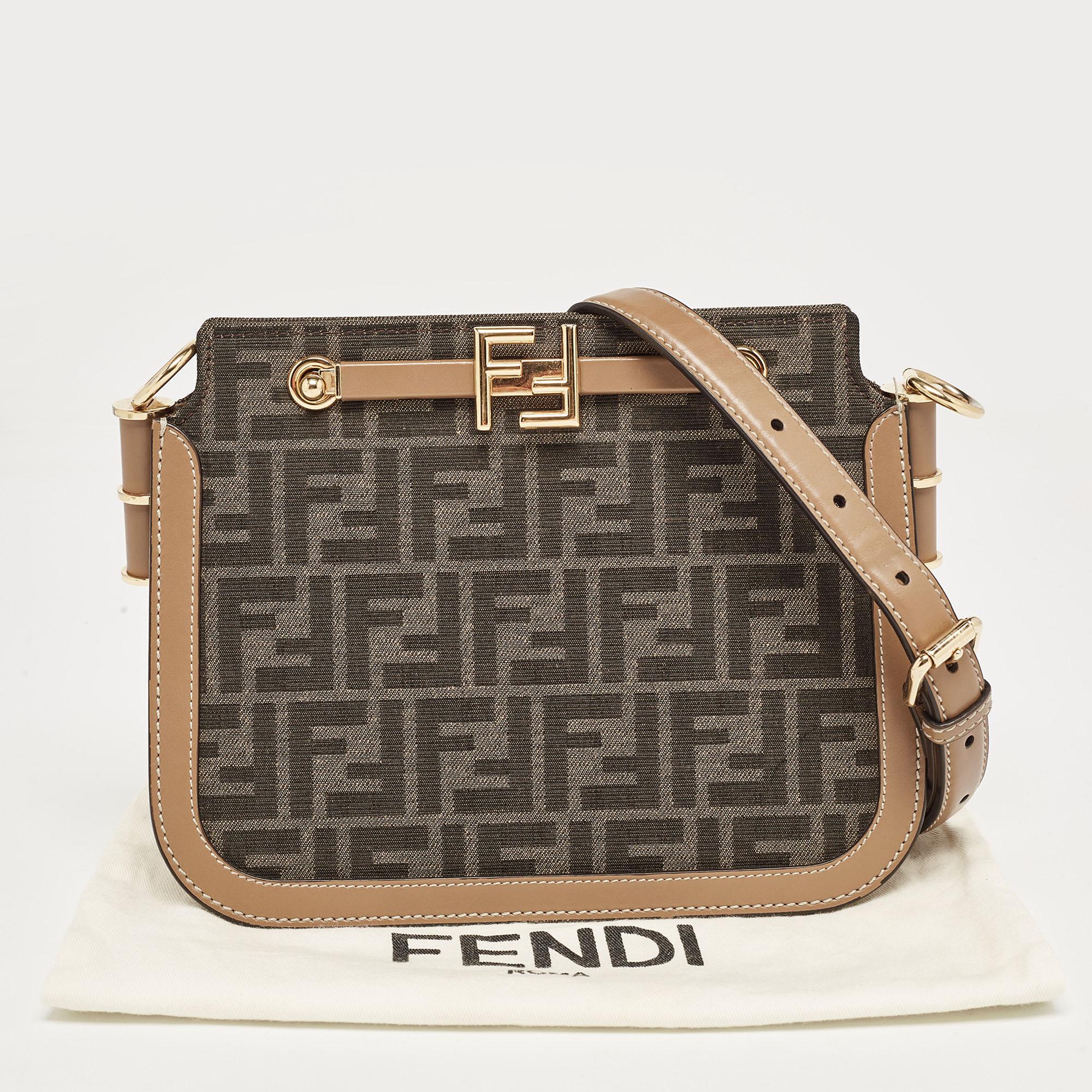 Fendi Brown/Tobacco Zucca Canvas and Leather Touch Shoulder Bag For Sale 10
