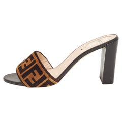 Fendi Brown Velvet Slide Sandals Size 41