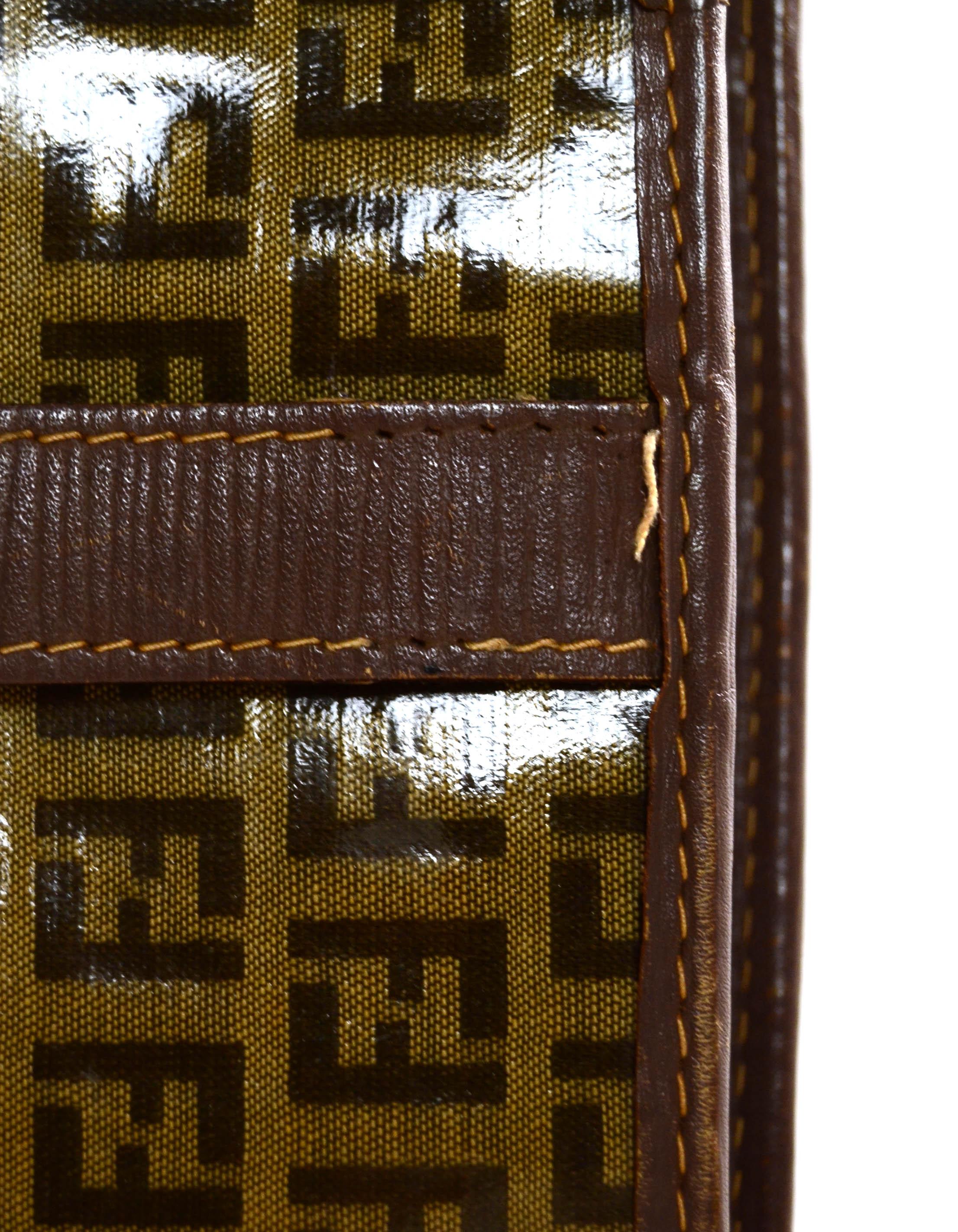 Fendi Brown Vintage Monogram Coated Canvas Messenger Bag In Good Condition In New York, NY