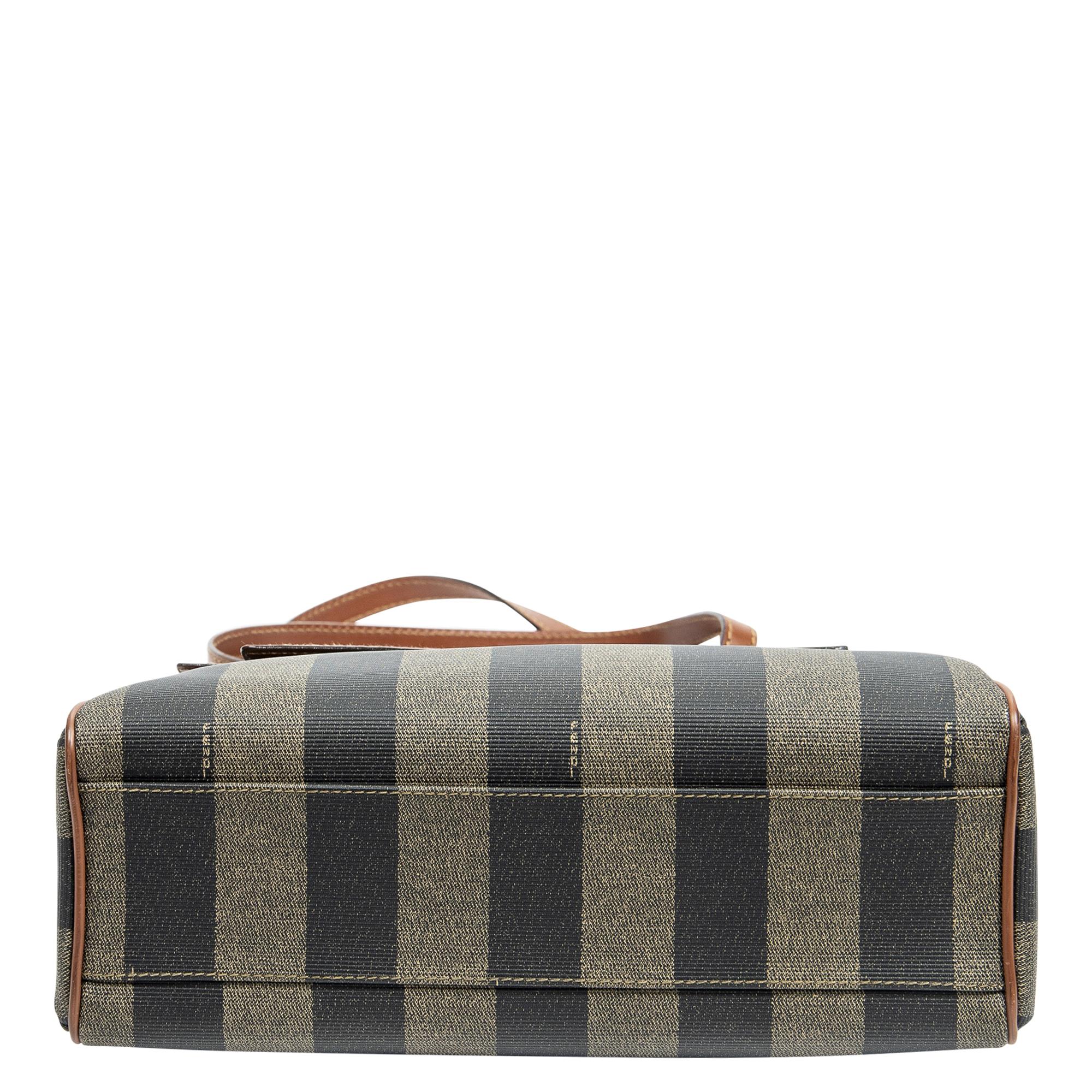 Fendi Brown Vintage Pequin Top Handle Bag für Damen oder Herren im Angebot