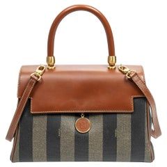 Fendi Brown Vintage Pequin Top Handle Bag