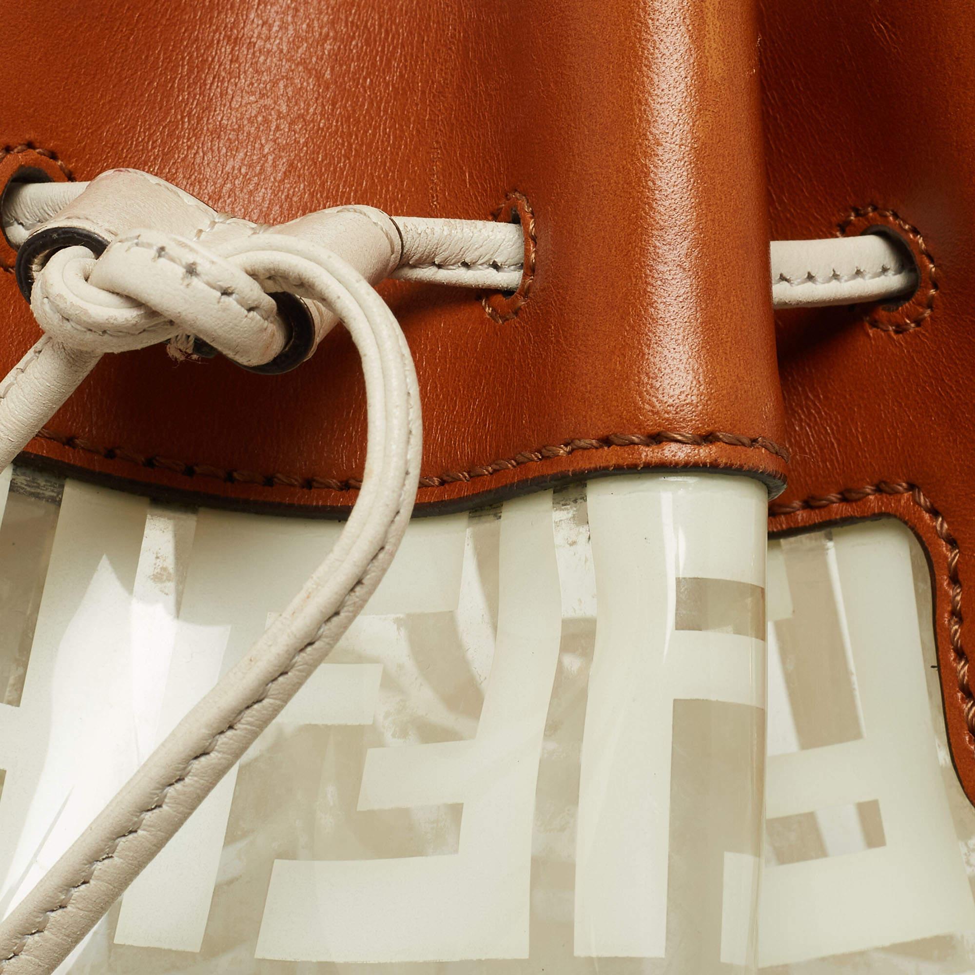 Fendi Brown/White Zucca Print PVC and Leather Mon Tresor Bucket Bag 11