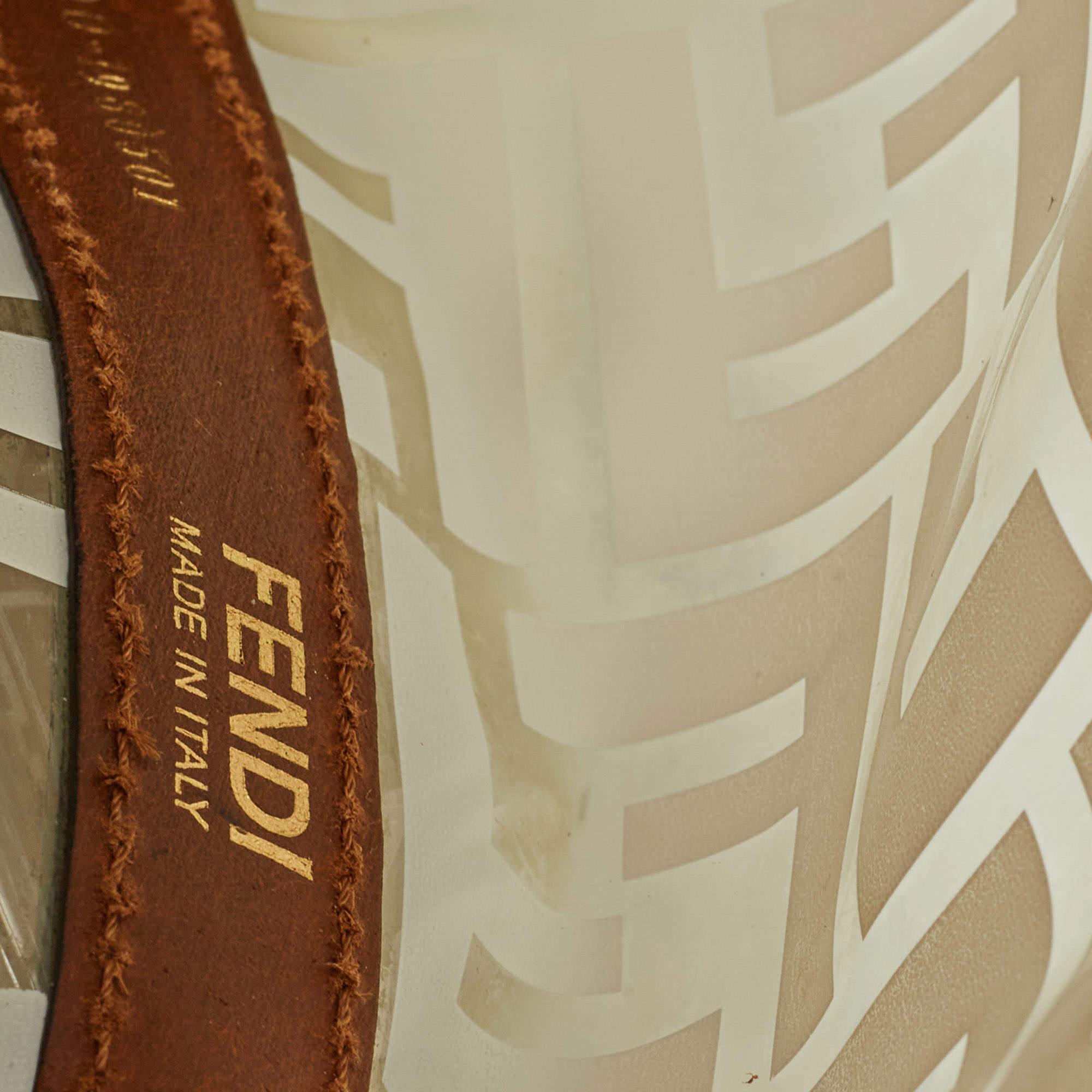 Fendi Brown/White Zucca Print PVC and Leather Mon Tresor Bucket Bag 4