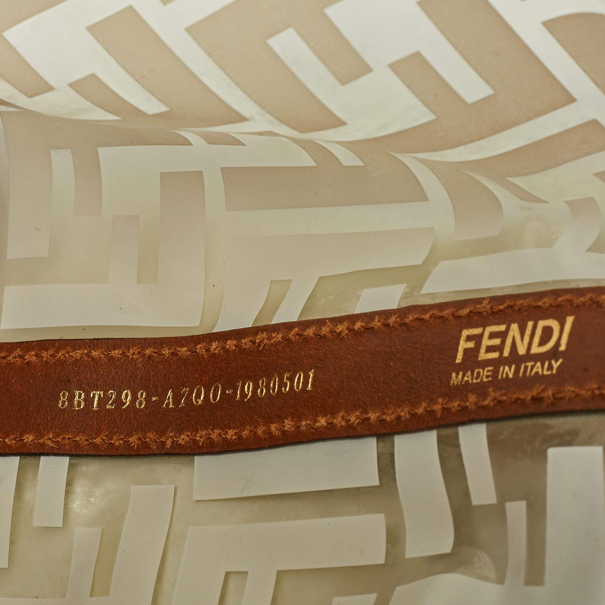 Fendi Brown/White Zucca Print PVC and Leather Mon Tresor Bucket Bag 5