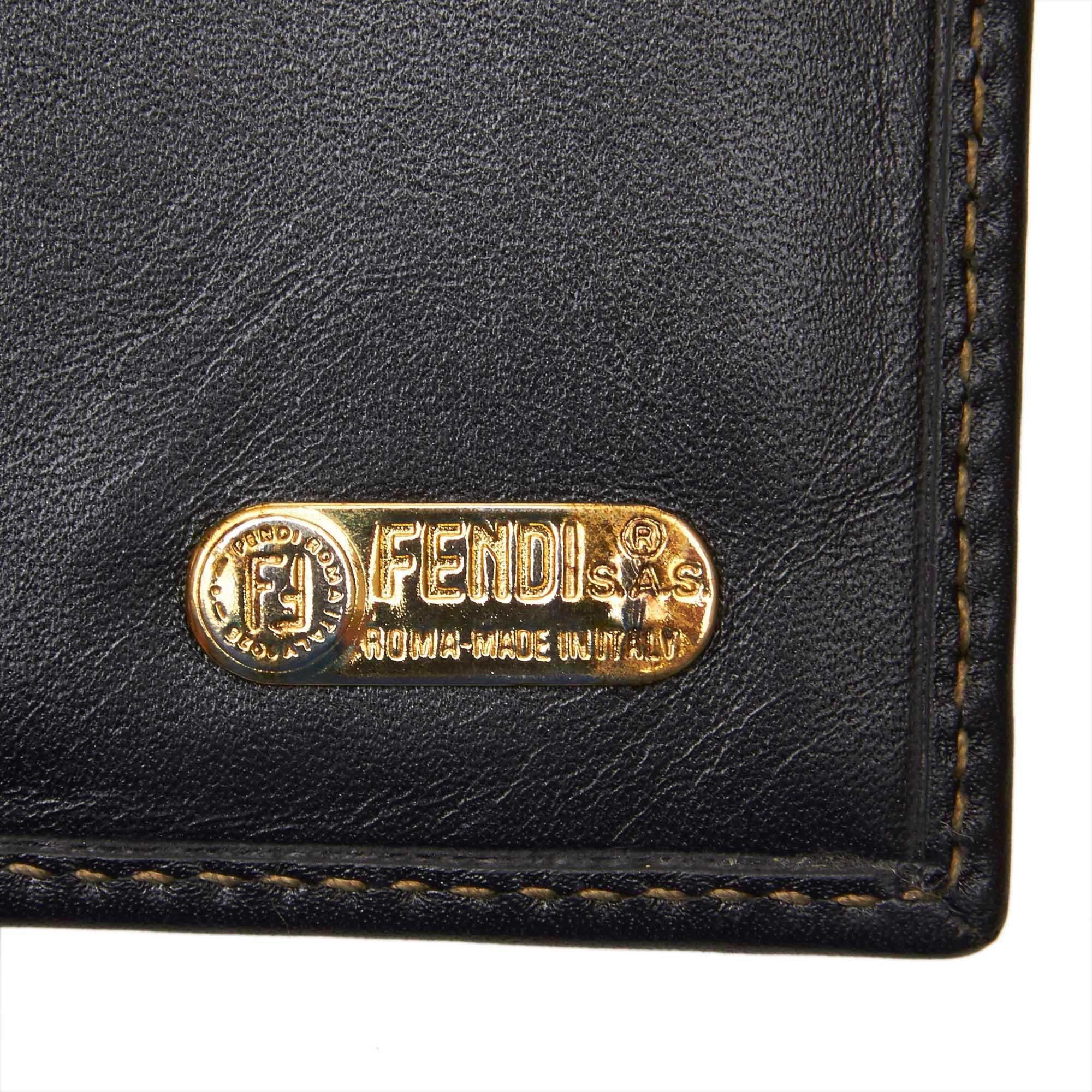 Fendi Brown  with Black PVC Plastic Pequin Long Wallet Italy w/ Box 2