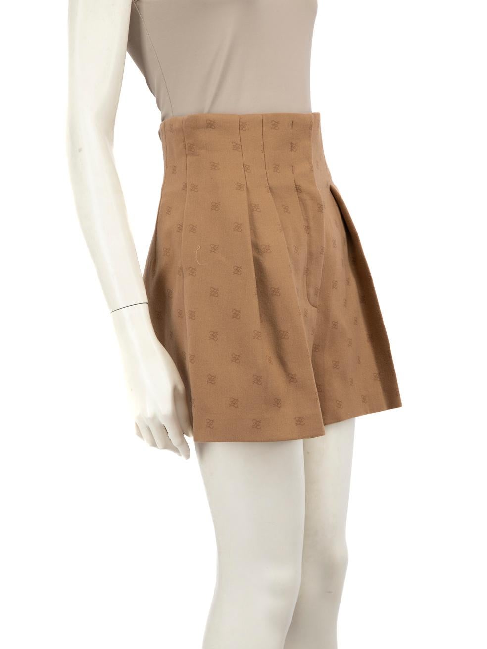 CONDIZIONE: molto buona. Questo articolo di rivendita di design Fendi usato non presenta quasi nessun segno di usura visibile sui pantaloncini.
 
 Dettagli
 
 
 Marrone
 
 Lana
 
 Pantaloncini
 
 Vestibilità ampia
 
 Vita alta
 
 Logo FF Karligraphy