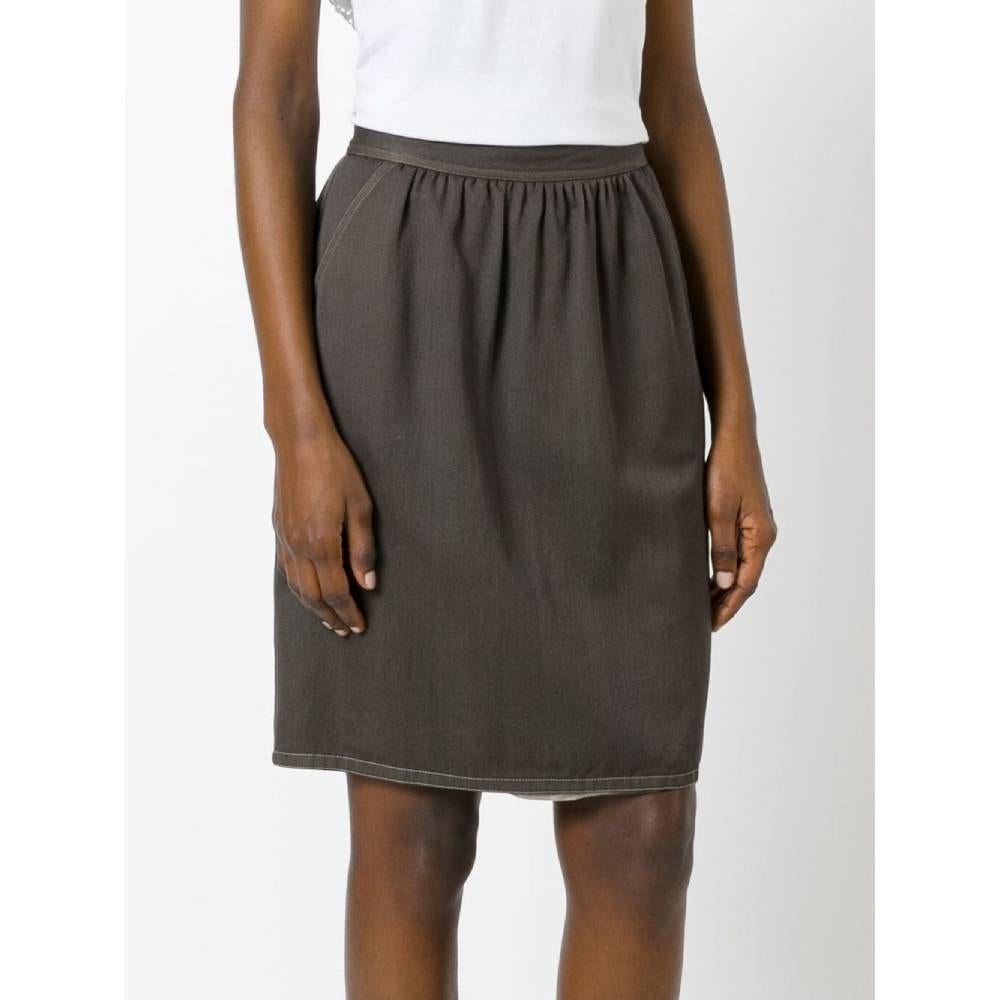 Fendi brown wool midi 80s high waist skirt In Excellent Condition For Sale In Lugo (RA), IT