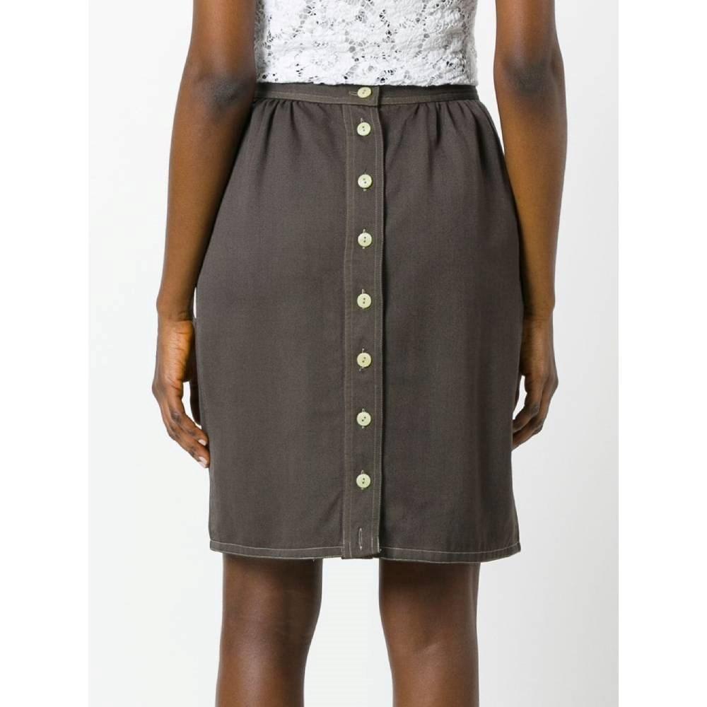 Women's Fendi brown wool midi 80s high waist skirt For Sale