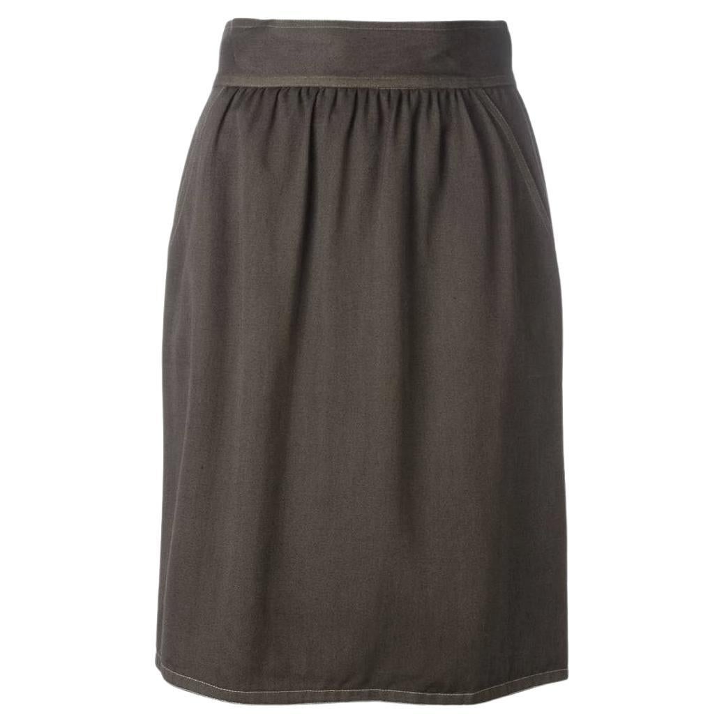 Fendi brown wool midi 80s high waist skirt For Sale