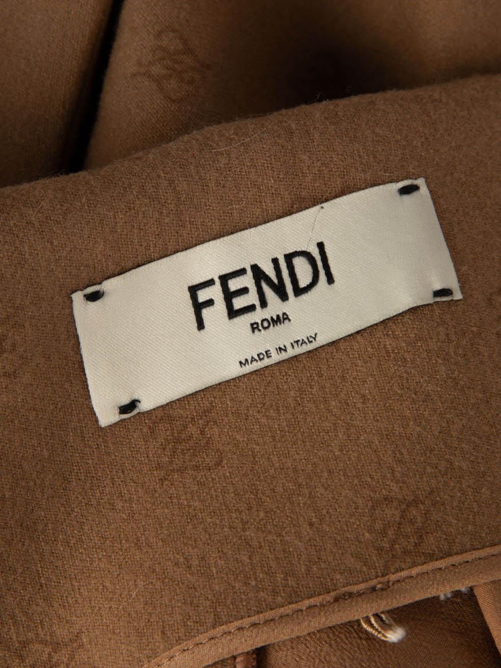 Fendi Brown Wool Pleated Shorts Size M For Sale 3