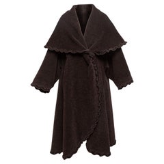 Fendi Brown Wool Ruffle-Trimmed Coat