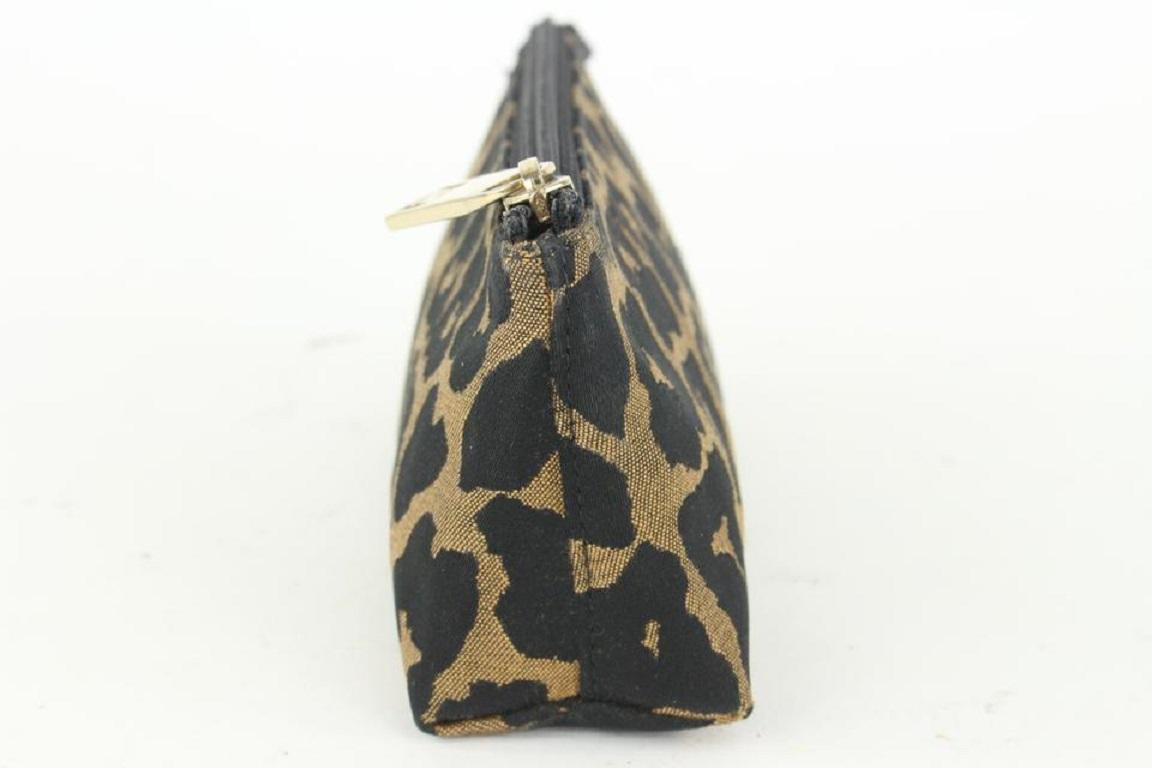 Fendi Brown x Black Leopard Cheetah Cosmetic Pouch 914ff45 In Good Condition For Sale In Dix hills, NY