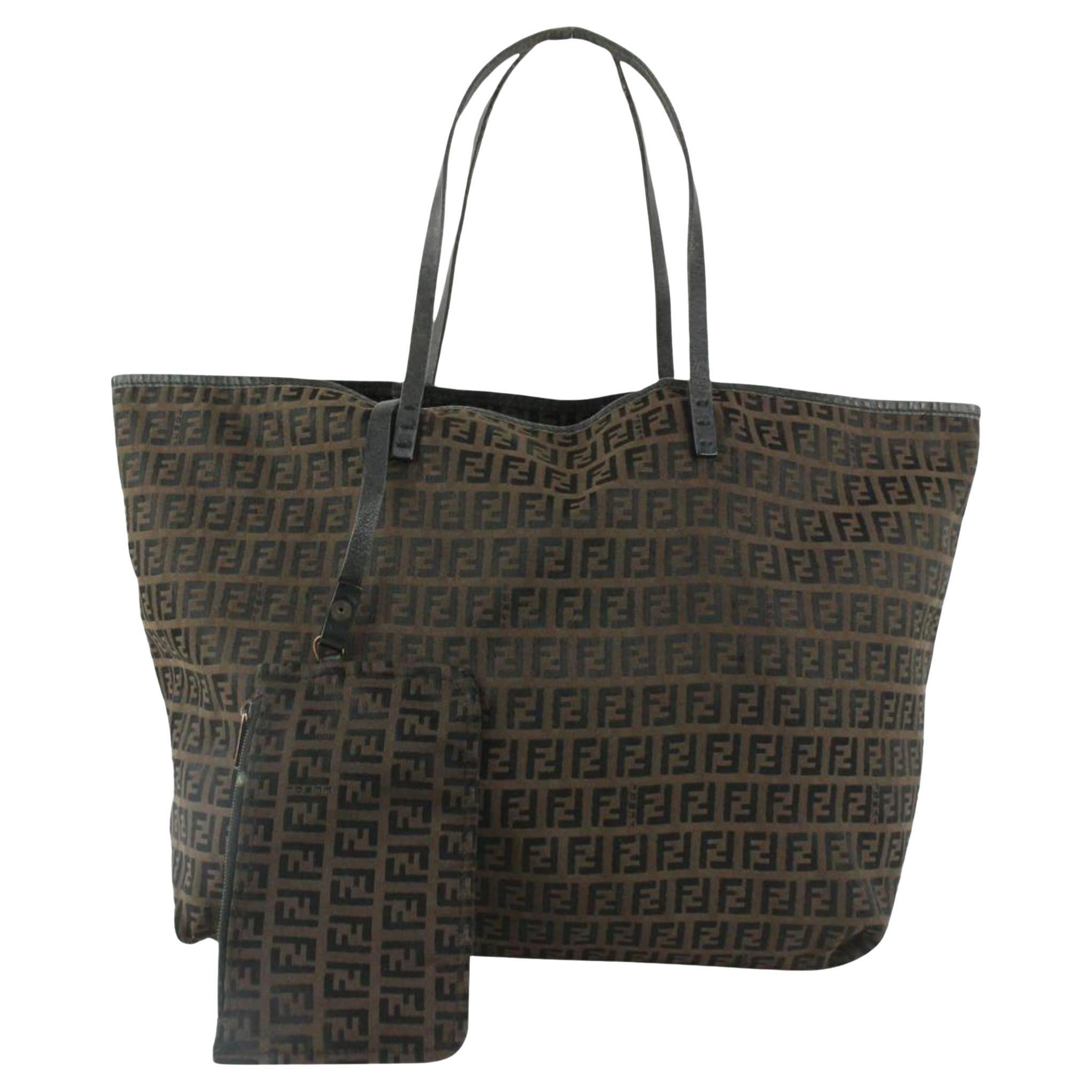 Fendi Brown Zucca FF Roll Tote Bag For Sale at 1stDibs