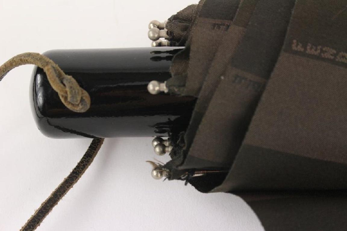 Women's Fendi Brown x Black Pequin Stripe Umbrella 1025f3 For Sale