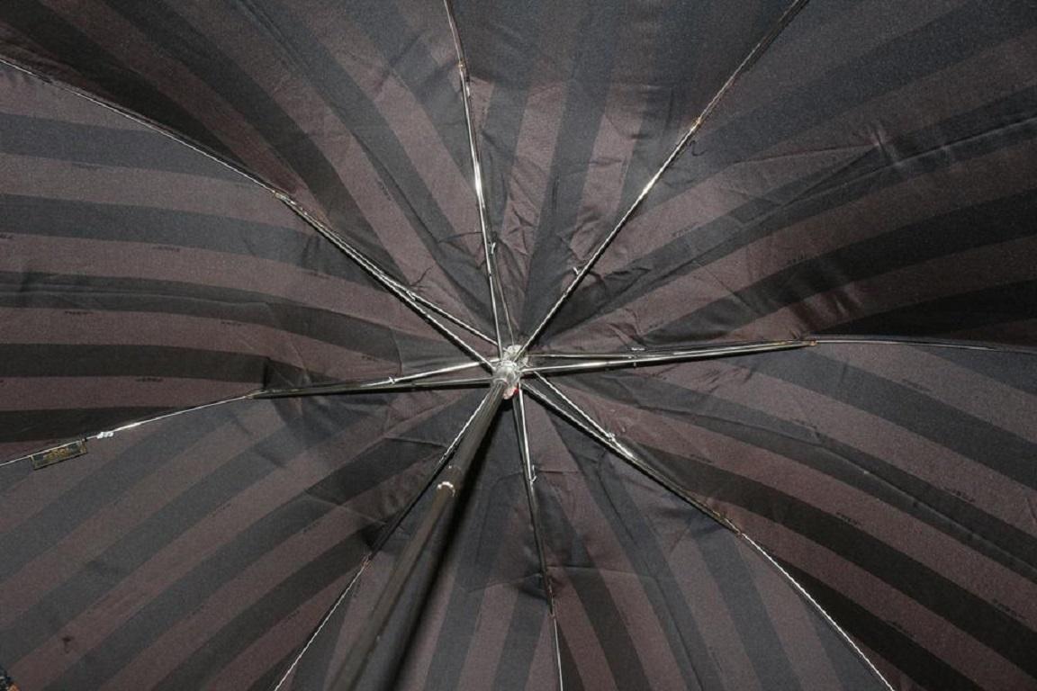 Fendi Brown x Black Pequin Stripe Umbrella 1025f3 For Sale 2