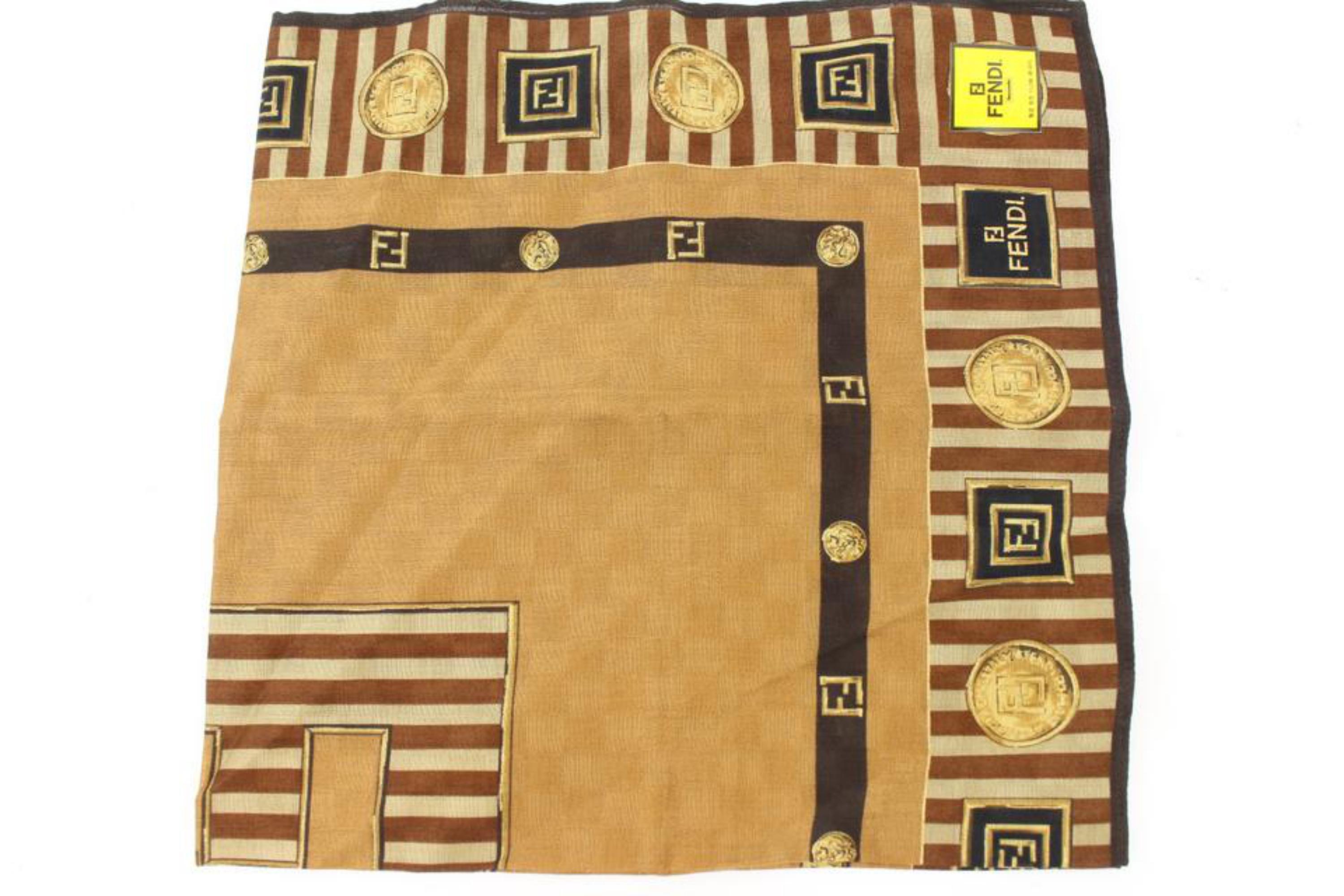Fendi Brown x Black x Gold  FF Zucca Logo Scarf  2f815a In New Condition For Sale In Dix hills, NY