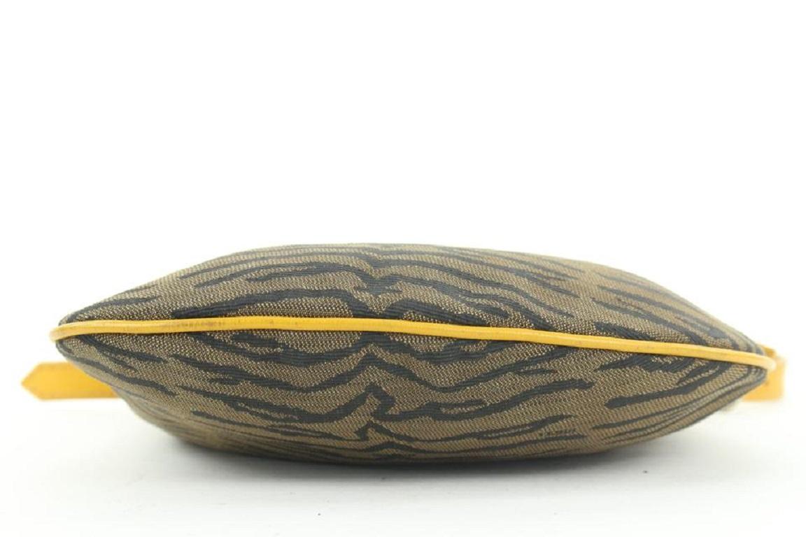 Fendi Brown x Yellow Zebra Zucca Ostrik Bag Kidney Hobo Bag 1ff113 3