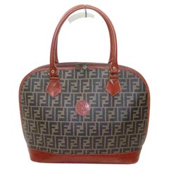 Fendi Braun Zucca Boston Dome Satchel Tabak 858001