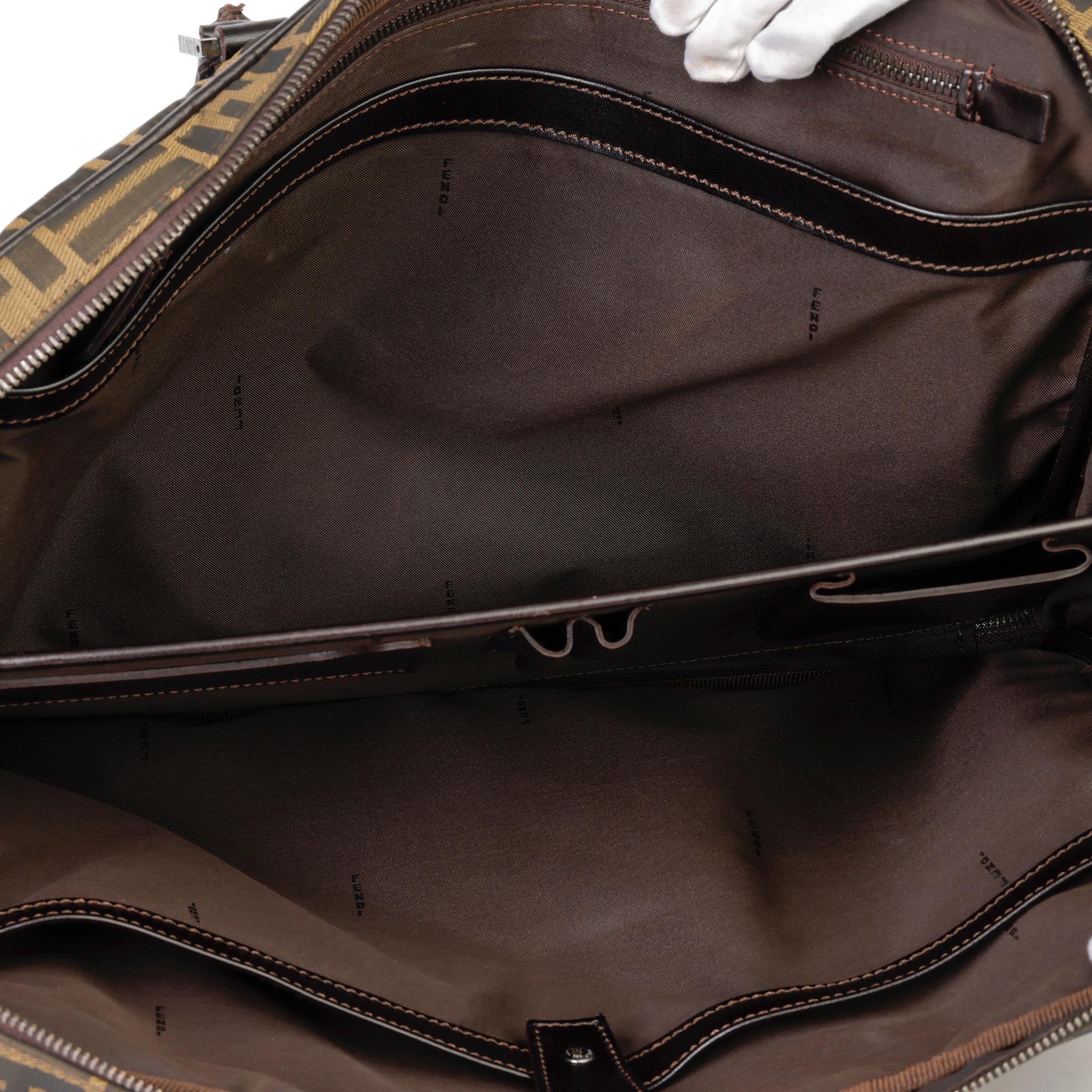 Fendi Brown Zucca Canvas and Calfskin Leather Briefcase 3