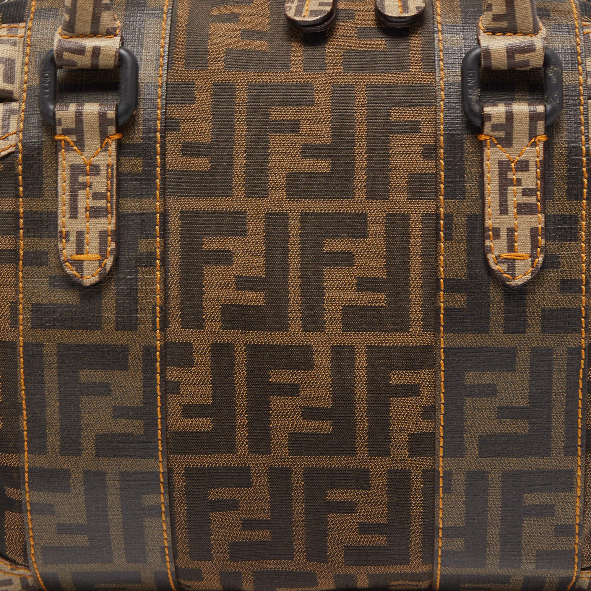 Fendi Brown Zucca Canvas and Coated Canvas Boston Bag 10