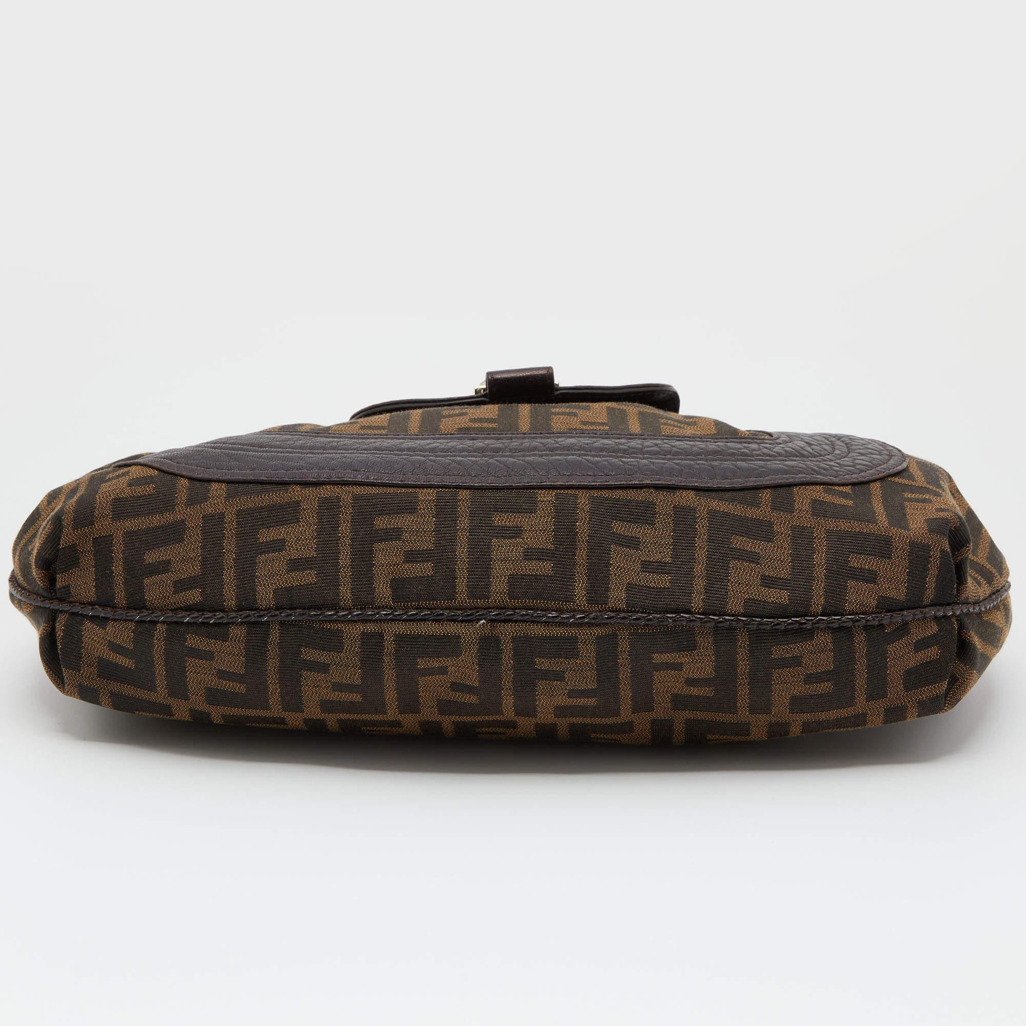 Fendi Brown Zucca Canvas and Leather Spy Hobo Bag 1